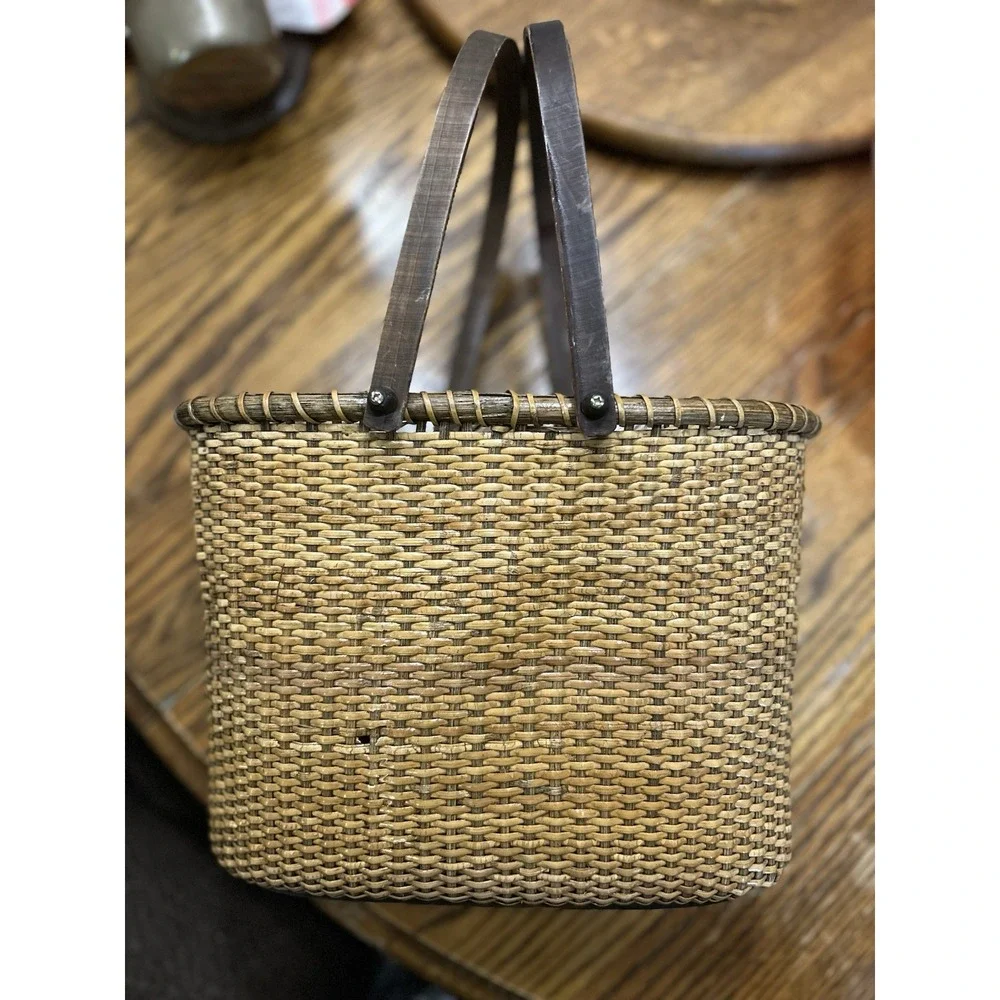 Vintage Swing Nantucket Basket Purse handbag Double Handles Shopping